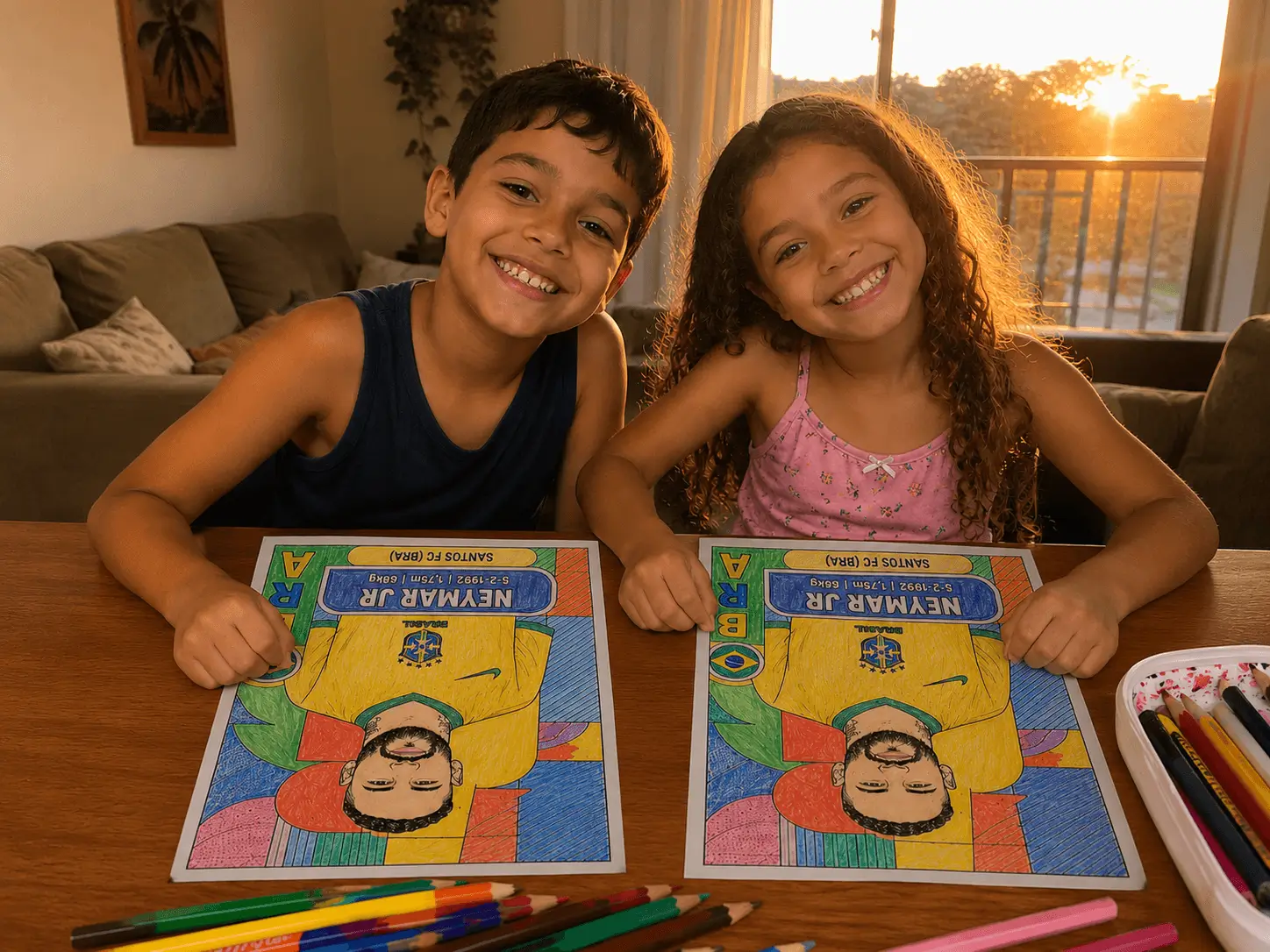 Crianças felizes pintando